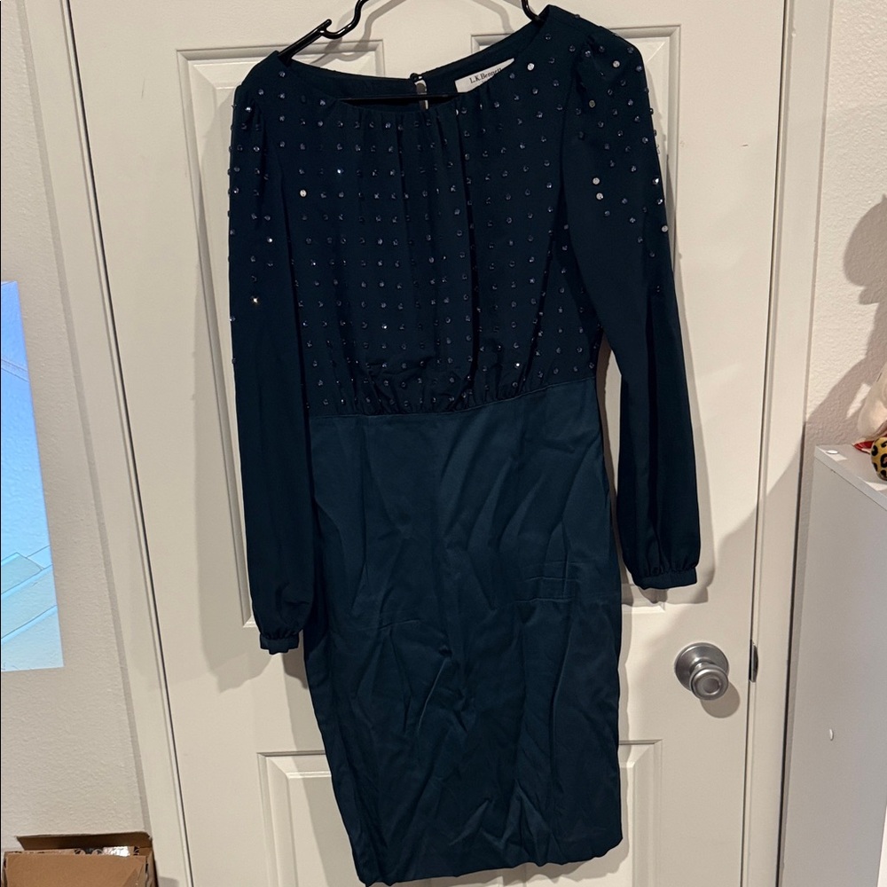 LK Bennett Dark blue Long Sleeve Dress with Studded Accents - Picture 1 of 11
